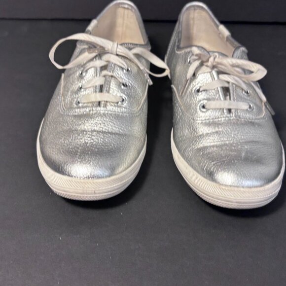 Keds x Kate Spade New York Silver Leather Lace-Up Sneakers Women’s 7.5 Metallic - Picture 9 of 16